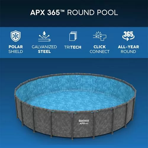 Bestway APX365 Winterfestes Pool Komplet t-Set mit Sandfilteranlage 610 x 132 cm - grau