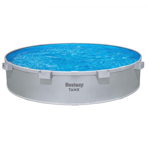 Preview: Bestway TANX Runder Stahlwandpool 305 x 61 cm, All-in-One-Set - grau
