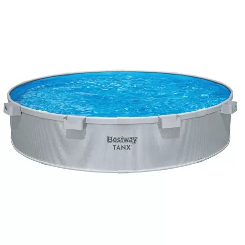 Bestway TANX Runder Stahlwandpool 305 x 61 cm, All-in-One-Set - grau