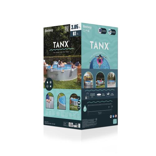Preview: Bestway TANX Runder Stahlwandpool 305 x 61 cm, All-in-One-Set - grau