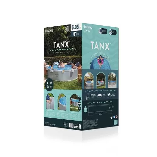 Bestway TANX Runder Stahlwandpool 305 x 61 cm, All-in-One-Set - grau