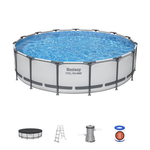Preview: Bestway Steel Pro MAX Frame Pool Komplet t-Set 457 x 107 cm - grau