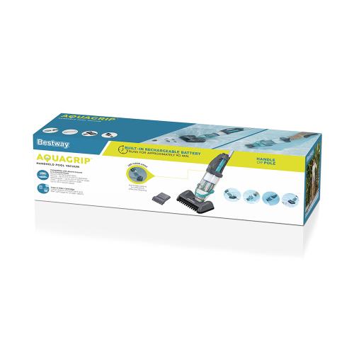Preview: Bestway akkubetriebener Handpoolsauger A quaGrip - blau grau