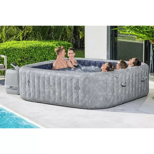 Bestway LAY-Z-SPA Energiespar-Whirlpool San Fran cisco HydroJet Pro, mit App-Steuerung - grau