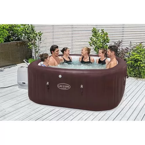 Bestway Lay-Z-Spa Maldives Energy-Efficient Smar t HydroJet Pro Inflatable Hot Tub w. App - brown