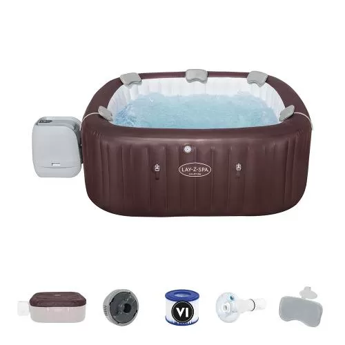 Bestway Lay-Z-Spa Maldives Energy-Efficient Smar t HydroJet Pro Inflatable Hot Tub w. App - brown