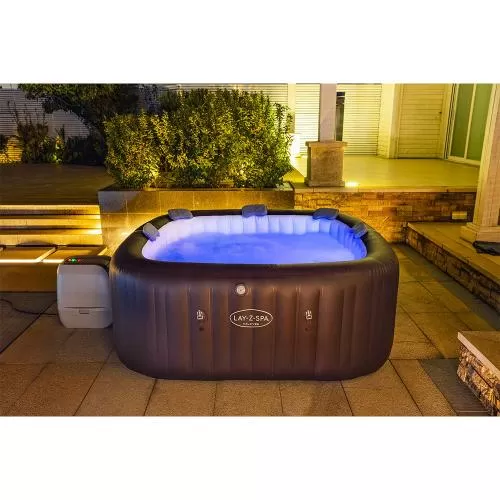 Bestway Lay-Z-Spa Maldives Energy-Efficient Smar t HydroJet Pro Inflatable Hot Tub w. App - brown