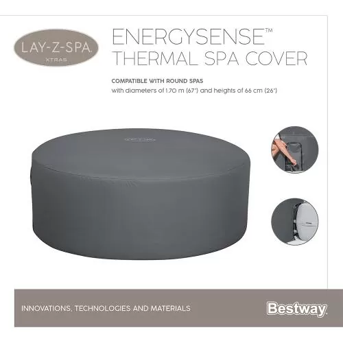Bestway LAY-Z-SPA EnergySense Thermo-Komplettabd eckung 170 x 66 cm, rund - grau
