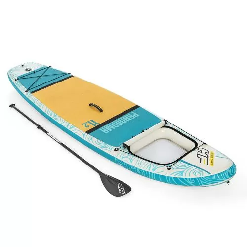 Bestway Hydro-Force SUP Board-Set Panorama mit S ichtfenster 340 cm - weiss blau