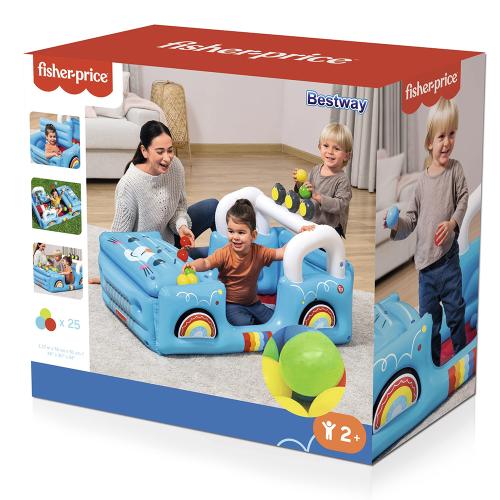 Preview: Bestway Fisher-Price Smilin' Safari Aufblasbares Bällebad mit 25 Bällen 117 x 76 x 61 cm - blau