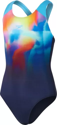Speedo Digi Placement Splashback Swimwear Female Junior/Kids - True Navy, Picton Blue, Siren Red, Lemon