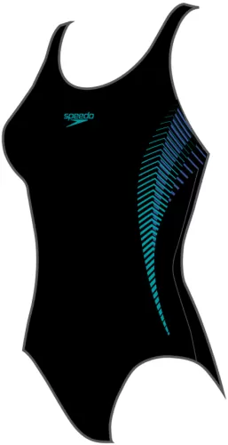Speedo Placement Muscleback Swimwear Female Adult - Black/Chroma Blue