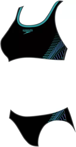 Speedo Placement 2PC Swimwear Female Adult - Black/Chroma Blue