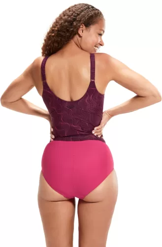 Speedo Evie Printed Shaping Tankini Swimwear Female Adult - Deep Plum/Cherry/