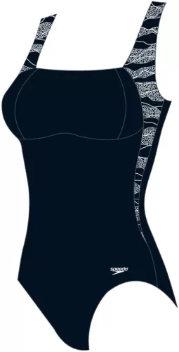Speedo LunaLustre Printed Shaping 1PC Swimwear Female Adult - Black/White