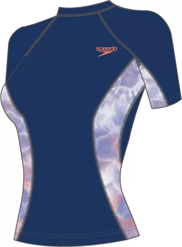 Speedo Printed Short Sleeve Rash Top Textil Female Adult - Ammonite/Soft Cor