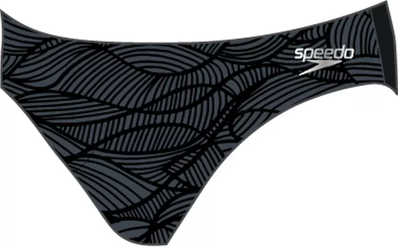 Speedo Badehose Allover 7cm Brief Swimwear Male Adult - Black/USA Charcoa