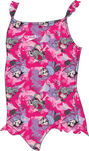 Speedo Girls LTS Printed Frill Thins Swimwear Female Infant/Toddler - Cherry Pink/Sweet