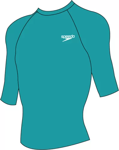 Speedo Printed Short Sleeve Rash Top Textil Male Junior/Kids (6-16) - Aquarium/White