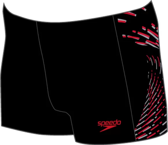 Speedo Plastisol Placement Aquashort Swimwear Male Junior/Kids (6-1 - Black/Fed Red/Dap