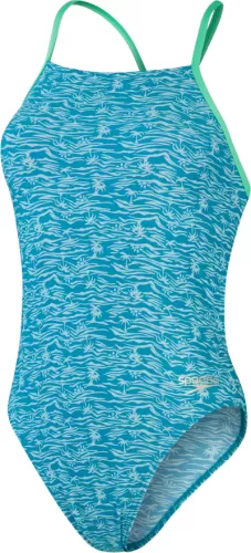 Speedo Allover Lattice-Back Swimwear Female Adult - Aquarium/Aquaspla