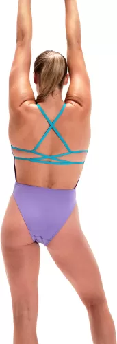 Speedo Solid Lattice-Back Swimwear Female Adult - Miami Lilac/Aquar