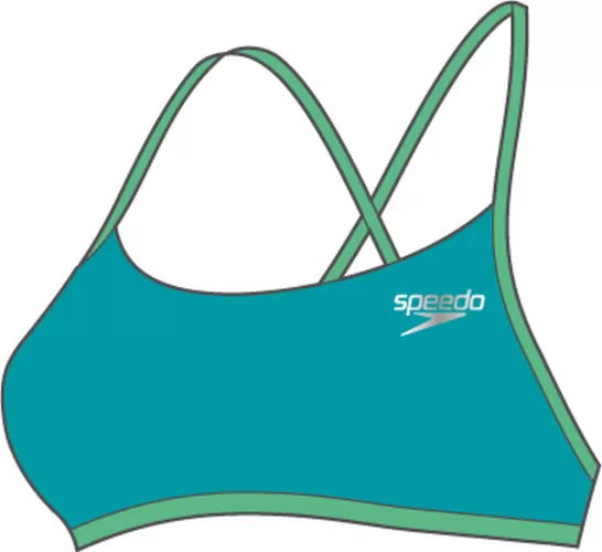 Speedo Solid Tie-Back Crop Top Swimwear Female Adult - Aquarium/Fake Gre