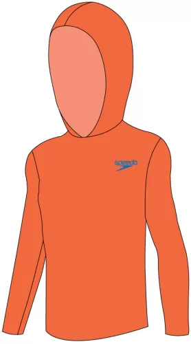 Speedo Hooded Long Sleeve Unisex Rash Textil Unisex Junior/Kids (6-1 - Boost Orange/Bond