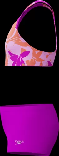 Speedo Allover 2PC Boyleg Short Swimwear Female Junior/Kids - Diva