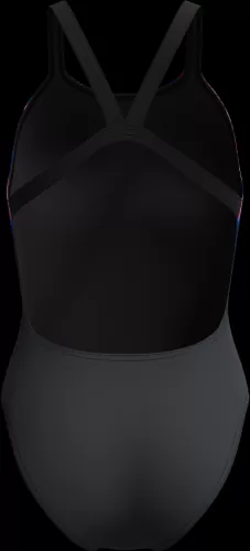 Speedo Placement Printed Leaderback Swimwear Female Adult - Electro Static- Black