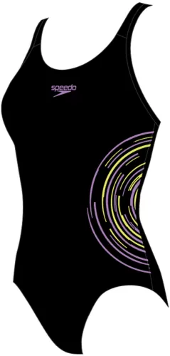 Speedo Placmement Muscleback Swimwear Female Junior/Kids - Black / Sweet P