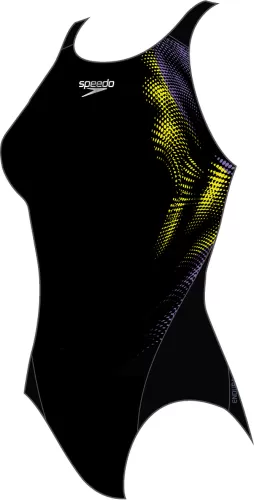 Speedo Placement Digital Recordbreake Swimwear Female Adult - Black/Fluo Yellow