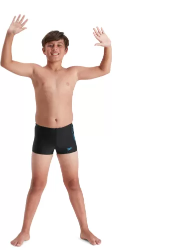 Speedo Plastisol Placement Aquashort Swimwear Male Junior - Black/Pool/USA Ch
