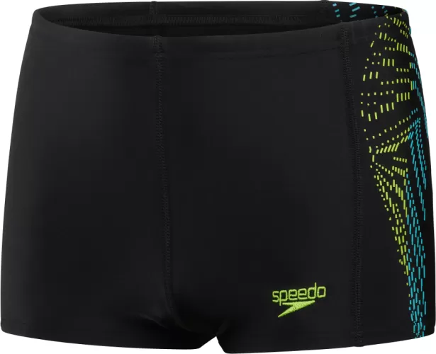 Speedo Plastisol Placement Aquashort Swimwear Male Junior - Black/Atomic Lime