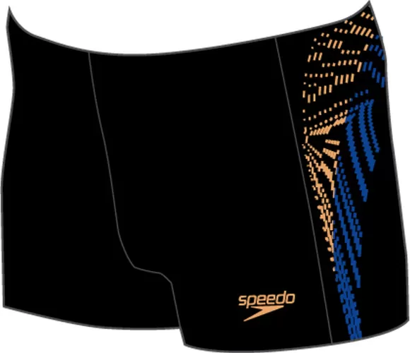 Speedo Plastisol Placement Aquashort Swimwear Male Junior - Black/Papaya Punc