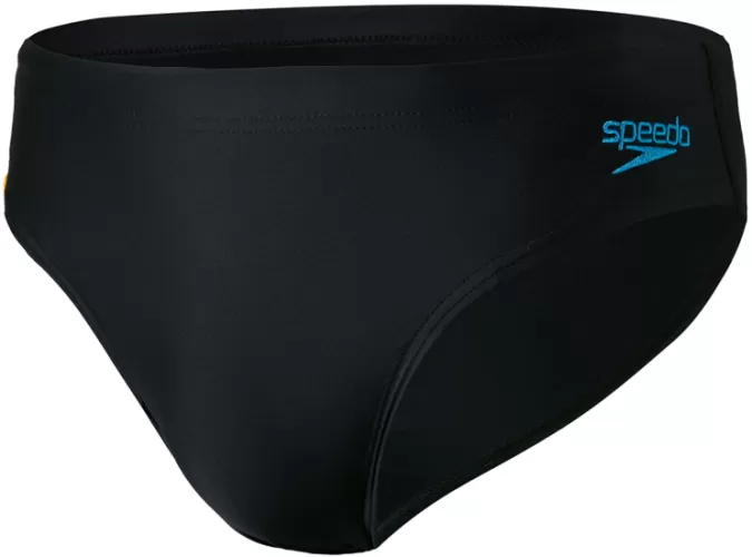 Speedo Tech Panel 7cm Brief Swimwear Male Adult - Black/Mango/Poo