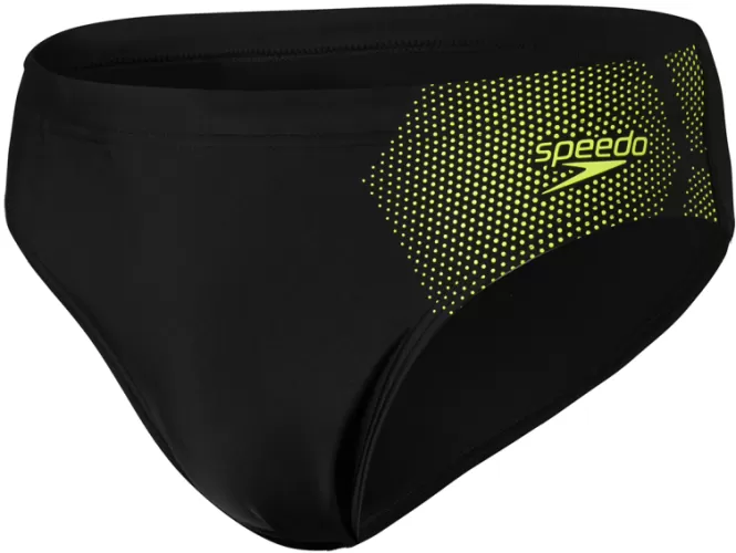 Speedo Tech Placement 7cm Brief Swimwear Male Adult - Black/Fluo Yell