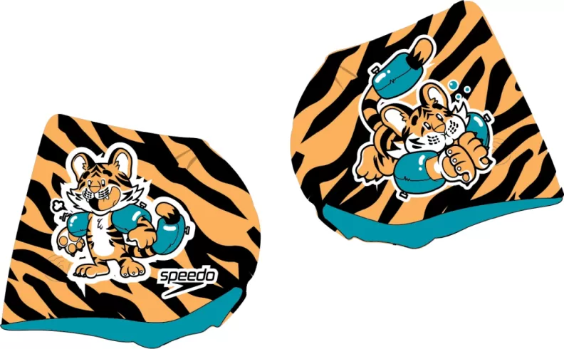 Speedo Learn to Swim Character Printe Swim Caps Junior - Aanadi Orange/Aqu