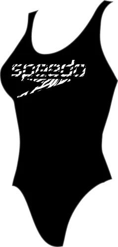 Speedo Logo Deep U-Back Swimwear Female Adult - Black/White