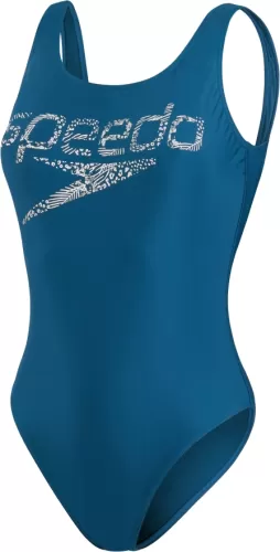 Speedo Logo Deep U-Back Swimwear Female Adult - Dark Petrol/White