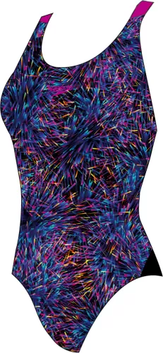 Speedo Digital Allover Leaderback Swimwear Female Junior - Black/Blue Flame/