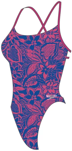 Speedo Allover Tie-Back 1 Piece Swimwear Female Adult - Chroma Blue/Elect