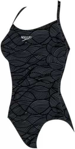 Speedo Allover Fixed Crossback Swimwear Female Adult - Black/USA Charcoa