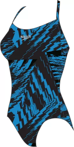 Speedo Allover Fixed Crossback Swimwear Female Adult - Black/Pool