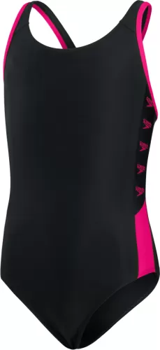 Speedo Boom Logo Splice Muscleback Swimwear Female Junior - Black / Electric