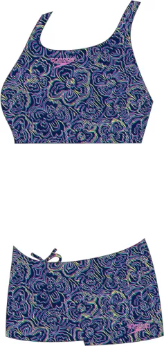 Speedo Allover 2 piece Boyleg Short Swimwear Female Junior - True navy / Flami