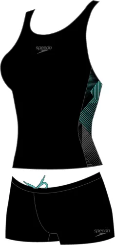 Speedo Panel Tankini Swimwear Female Adult - Black/Tile/USA Ch