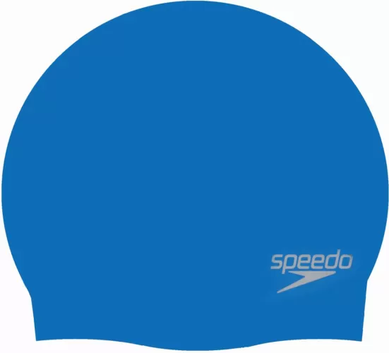 Speedo Plain Moulded Silicone Cap Adult Unisex - Neon Blue