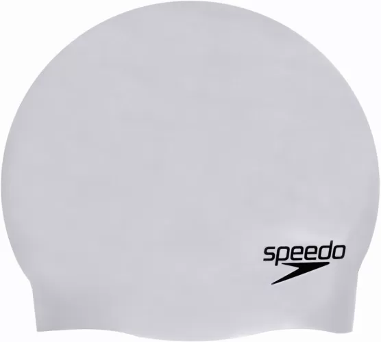 Speedo Plain Moulded Silicone Cap Swim Caps Adults - Chrome