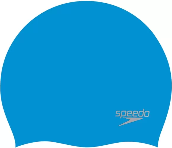 Speedo Plain Moulded Silicone Cap Adult Unisex - Blue/Chrome